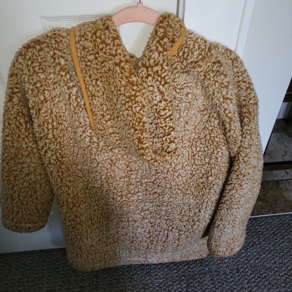 small Love Tree camel teddy bear jacket with hood